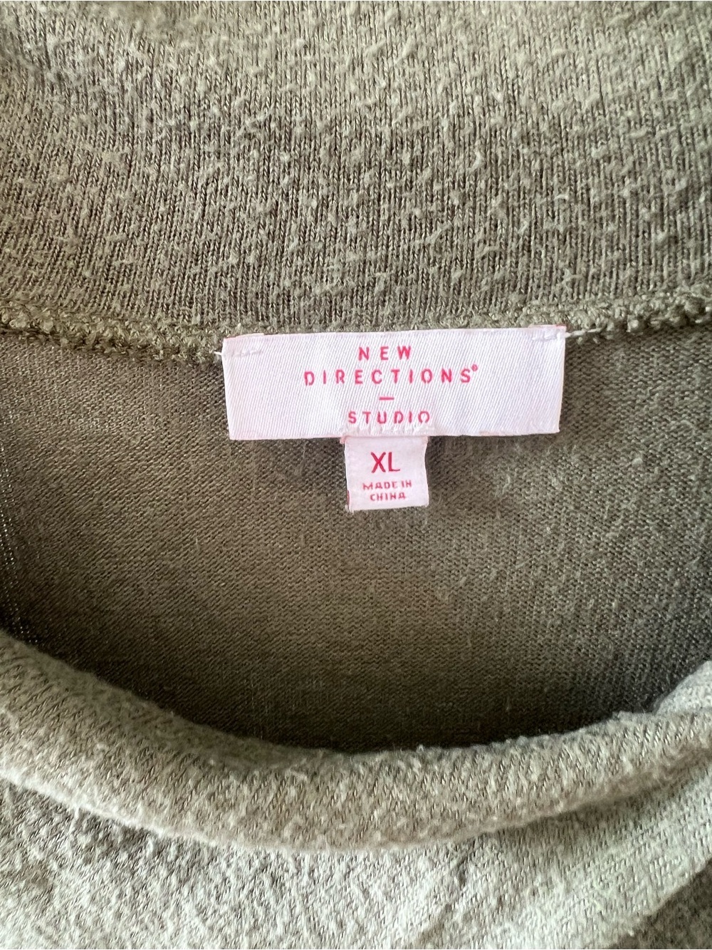 new directions Olive Green Cowl Neck Sweater with Side Buttons - Picture 2 of 3